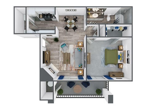 Floor plan for 1 bed, 1 bath, 798 sqft